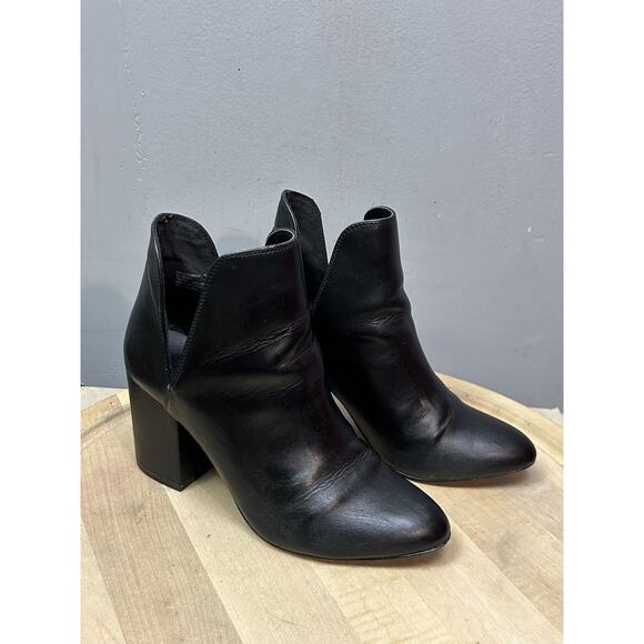 Madden‎ Girl Shoes Womens Size 9 Black Block Heel Pointed Toe Ankle Booties PU - Picture 1 of 12